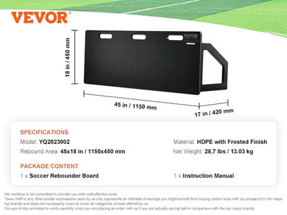 Succebuy Soccer Rebounder Board Portable Soccer Wall with 2 Angles Rebound Foldable HDPE Kickback Rebound Board