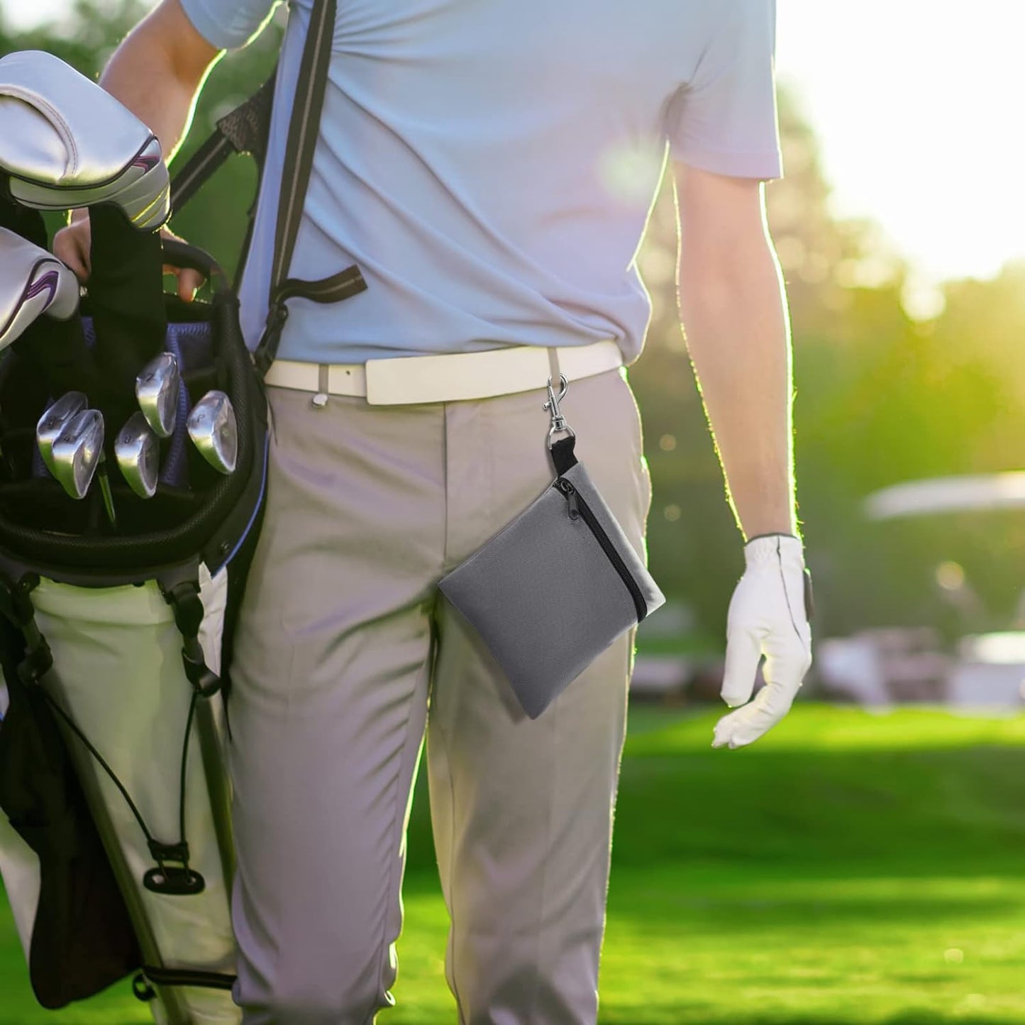Golf Tee Pouch, 5.62 X 6.87 Inch Professional Zipper Golf Tee/Ball Pouch Bag with Metal Lobster Claw Clip