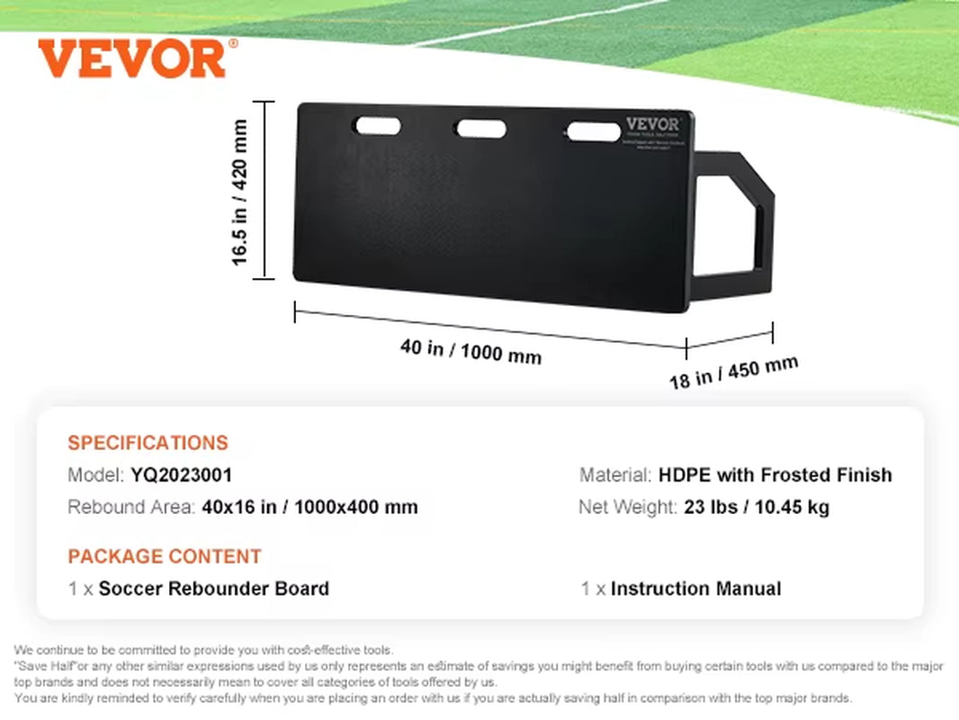 Succebuy Soccer Rebounder Board Portable Soccer Wall with 2 Angles Rebound Foldable HDPE Kickback Rebound Board